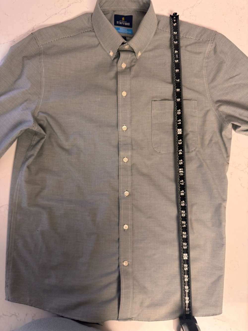 Men's Stafford CoolMax Button Down Shirt Regular Fit Gray Long Sleeve - Picture 5 of 6